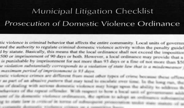 Michigan domestic violence ordinance that's titled municipal litigation checklist
